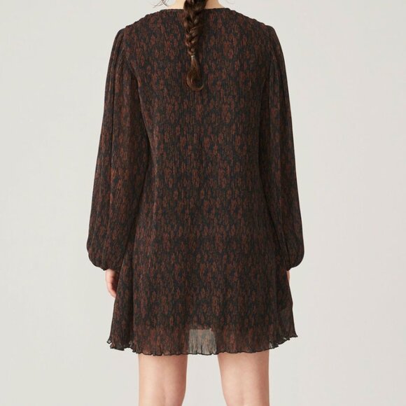 Ganni Brown Pleated Mini Dress - Picture 11 of 11